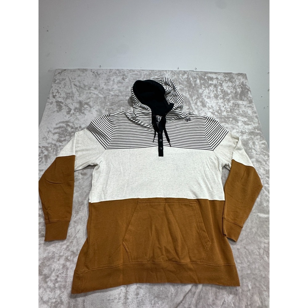 Fox Racing Hoodie Sweatshirt Mens Size XL Brown White Drawstring Hoodie‎ EUC